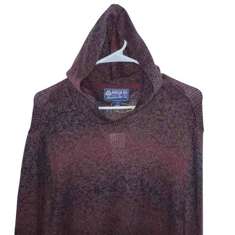 American Rag Mens Ombre-Stripe Hoodie Sweatshirt, Red Size Large Lightweight New - Picture 3 of 11